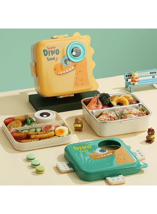 موبكوس علبة غداء للأطفال من موبكوس مصنوعة من الفولاذ المقاوم للصدأ المعزول - علبة بينتو مزدوجة الطبقات مانعة للتسرب مع ملعقة ووعاء شوربة، آمنة للغسل في غسالة الأطباق، للمدرسة أو السفر - مثالية للأطفال (أخضر أبيض) - Image 4